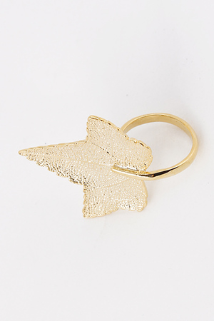 Rocky Textured Leaf Shaped Ring 5DAC7